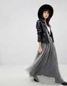 Rd & Koko Tulle Maxi Skirt In Rose Print - Gray