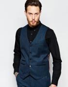 Asos Waistcoat In Dark Teal With Tipping - Charcoal