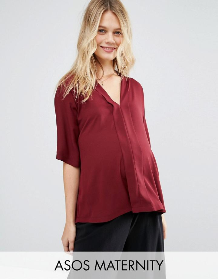 Asos Maternity Drape V Neck Top - Red