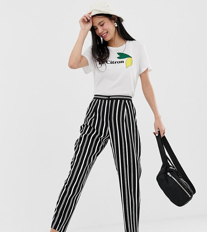 Monki Peg Leg Pants In Stripe Print