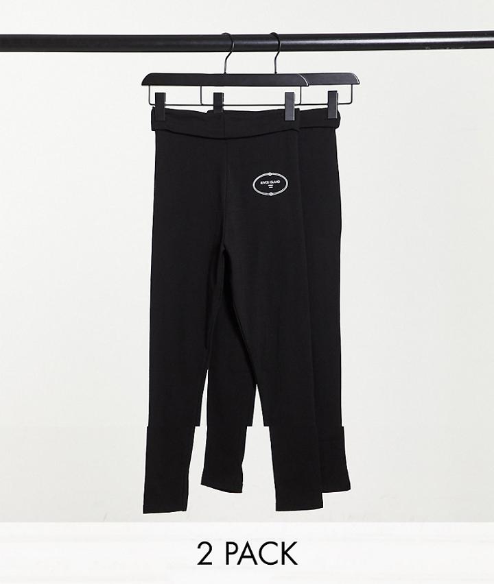 River Island 2-pack Leggings In Black With Branding
