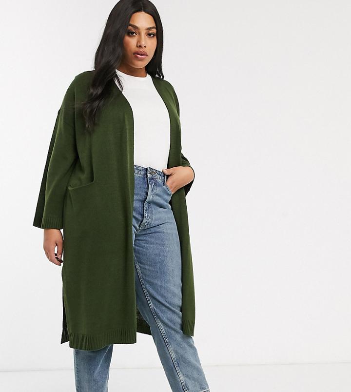 Micha Lounge Curve Longline Cardigan With Drape Lapel