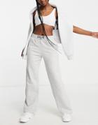 Only Wide Leg Sweatpants In Light Gray-grey