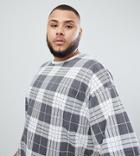 Asos Design Plus Oversized T-shirt With All Over Check Print - White