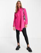 River Island Oversized Utility Shirt In Bright Pink