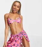Collusion Recycled Floral Print Swim Skirt In Pink