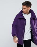 Pull & Bear Padded Jacket In Purple - Purple