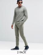 Asos Sweatshirt/ Skinny Jogger Khaki 2 Pack Save 17% - Vetiver