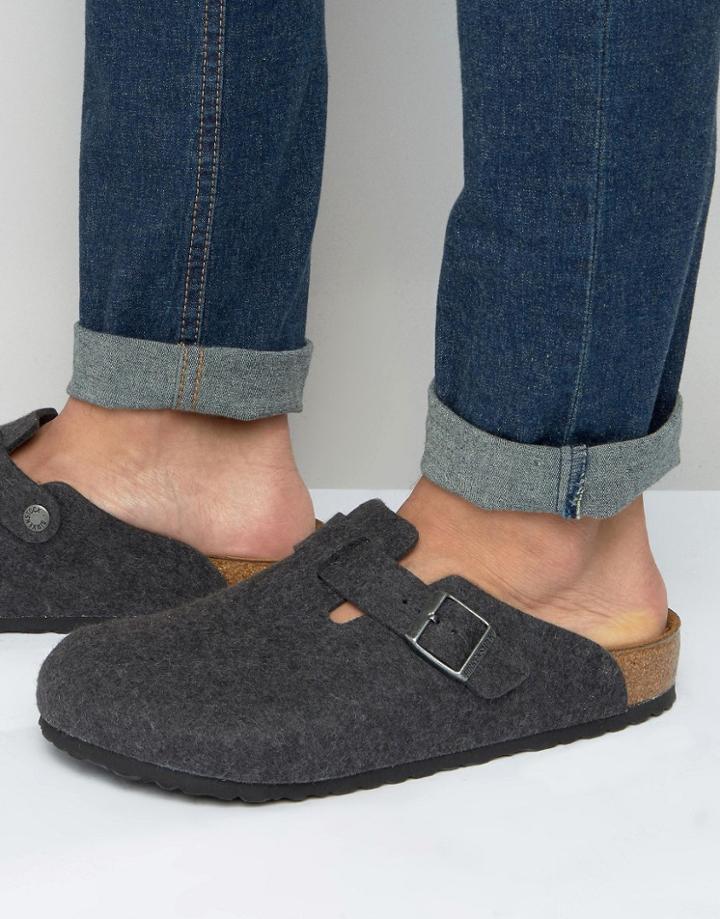 Birkenstocks Boston Wool Mules - Gray