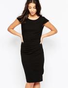 Ichi Capped Sleeve Pencil Dress - Black