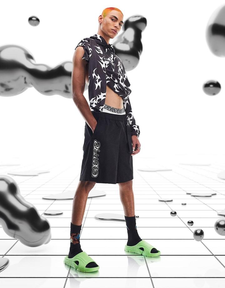 Asos Design Boxy Shorts With Tape Detail In Black