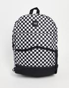 Vans Construct Checkerboard Skool Backpack In White/black