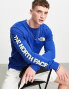 The North Face Hit Long Sleeve T-shirt In Blue-blues