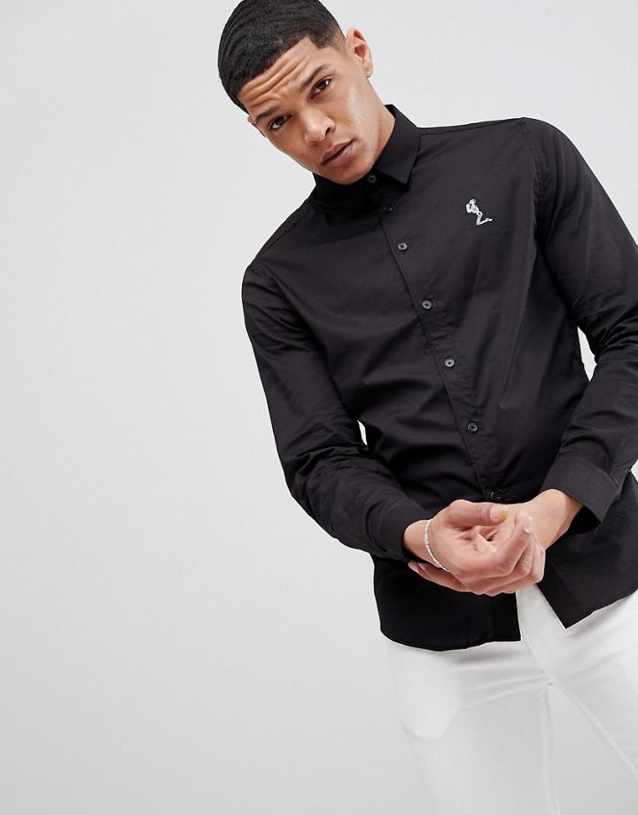 Religion Skinny Smart Shirt In Black - Black