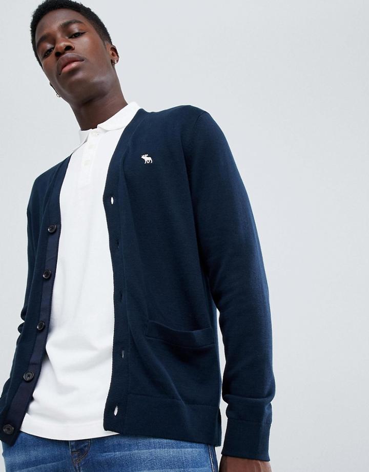 Abercrombie & Fitch Icon Logo Knit Cardigan In Navy - Navy