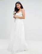 Asos Bridal Lace Bow Front Maxi Prom Dress - White