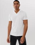 Asos Design Organic Polo With Revere Collar In White