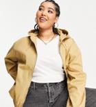 Asos Design Curve Canvas Oversized Bomber Jacket In Stone-brown