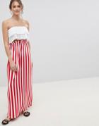 Asos Design Maxi Skirt With Paperbag Waist In Stripe - Multi