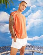 Asos Design Oversized Tank Top In Orange With White Contrast Stitching