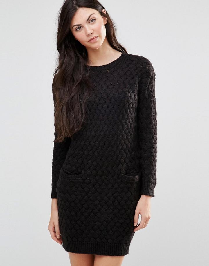 Lavand Black Shift Dress With Pockets - Black