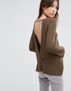 Nytt Long Sleeve Top With Low Back - Brown