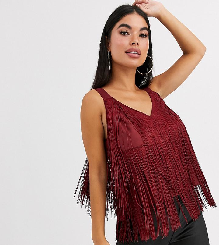 Asos Design Petite Fringe Cami V Neck Cami-no Color