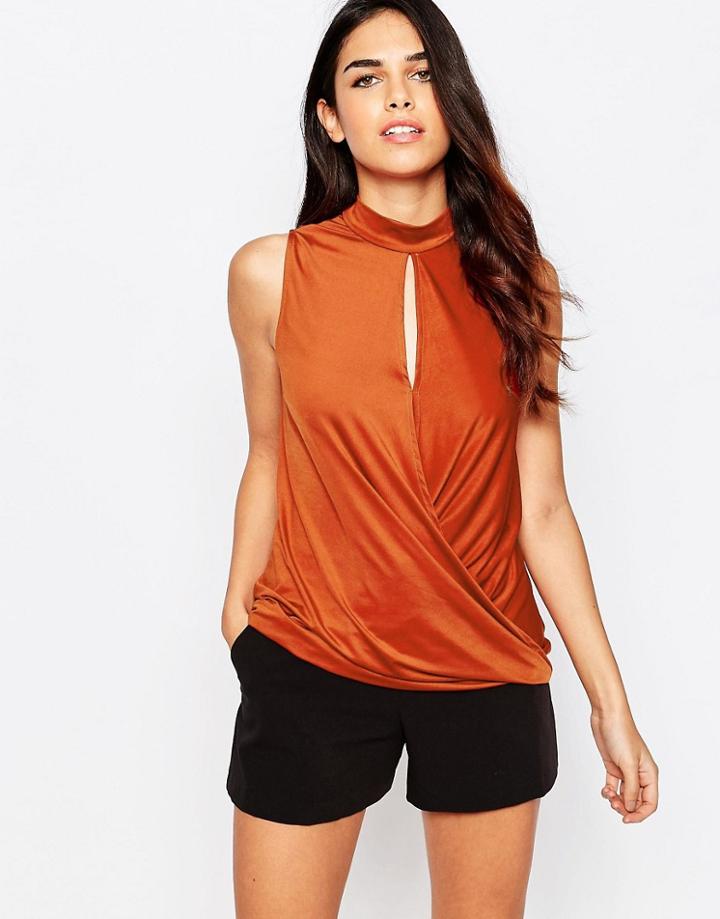 Ax Paris Slinky Wrap Front Top - Rust