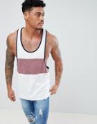 Asos Design Extreme Racer Back Tank With Interest Fabric Cut And Sew In Ecru - White