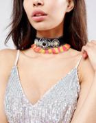 Asos Cultura Tassel Choker Necklace - Multi