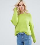 Asos Petite Sweater With Volume Sleeve And Cut Out Neck - Yellow