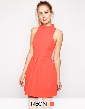 Oasis High Neck Bonded Dress - Pink
