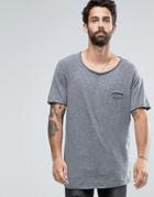 Pull & Bear T-shirt In Gray With Curved Hem - Gray