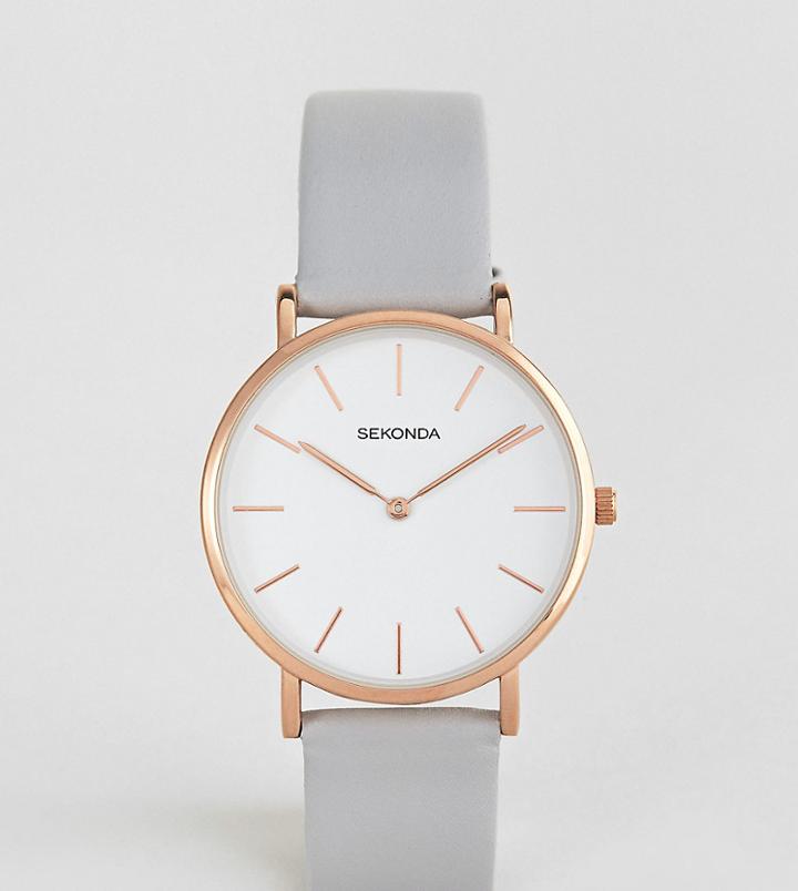 Sekonda Leather Watch In Gray Exclusive To Asos - Gray