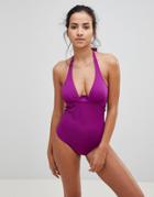 Pour Moi Instaglam Cut Away Swimsuit - Purple