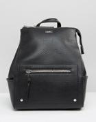 Aldo Structured Backpack With Zip Top & Side Pockets - Black