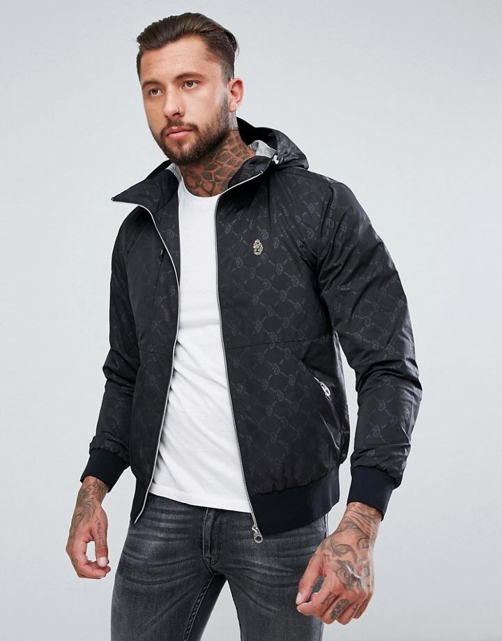 Luke Sport Francis Hooded Logo Zip Through Jacket In Black - Black