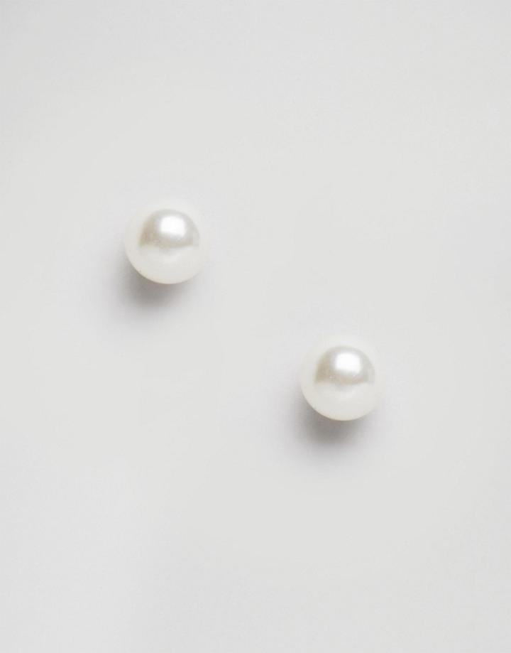Pieces Medio Faux Pearl Stud Earrings - Cream