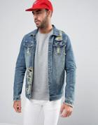 Liquor & Poker Norton Super Distressed Stone Wash Jacket - Blue