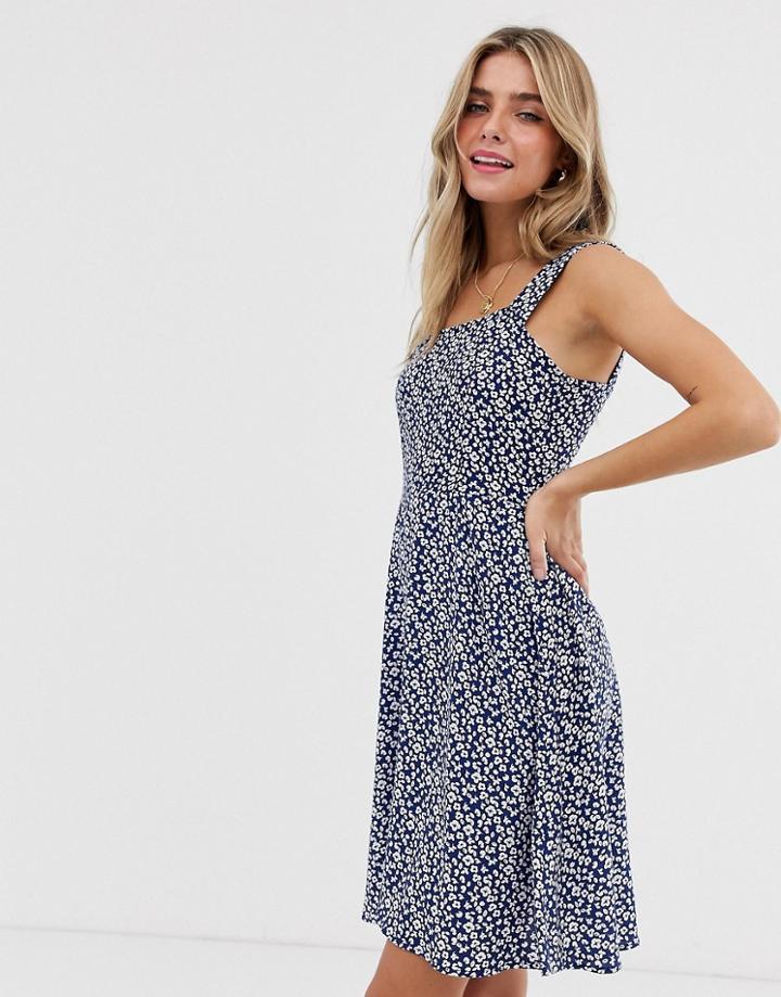 Jdy Skater Mini Dress In Ditsy Floral Print-multi