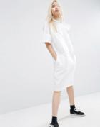 Asos White Shirt Dress With Cross Neck Detail - White