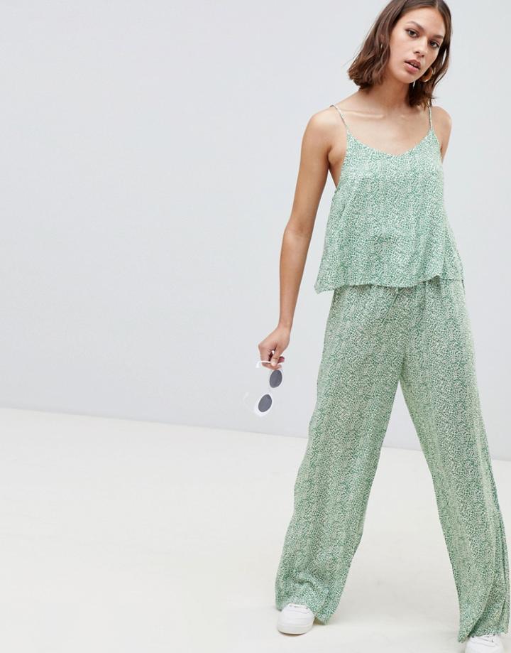 Ichi Printed Loose Jumpsuit - Green