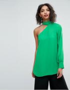 Asos Scarf Detail One Shoulder Top - Green