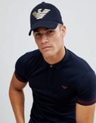 Emporio Armani Metallic Logo Snapback Cap In Navy - Navy
