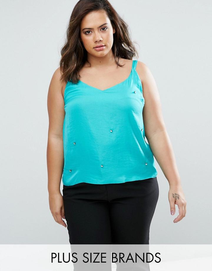 Elvi Plus Cami With Embellished Detail - Blue