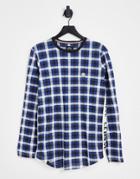 Le Breve Bay Lounge Long Sleeve Top In Blue Check - Part Of A Set