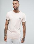 Ascend Muscle Fit T-shirt With Curved Hem In Rib - Beige