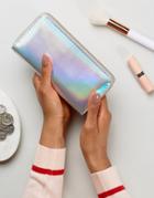 New Look Holographic Zip Around Purse - Silver