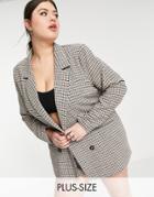 In The Style Plus X Perrie Sian Double Breasted Blazer In Cream Check - Part Of A Set-multi