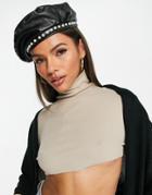 Svnx Pu Leather Pearl Trimmed Beret In Black